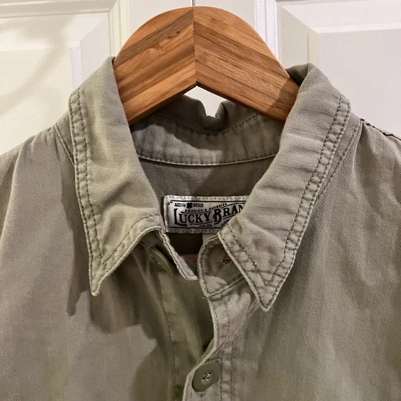 Lucky Brand Khaki Short Sleeve Button-Up Dress - Picture 5 of 5